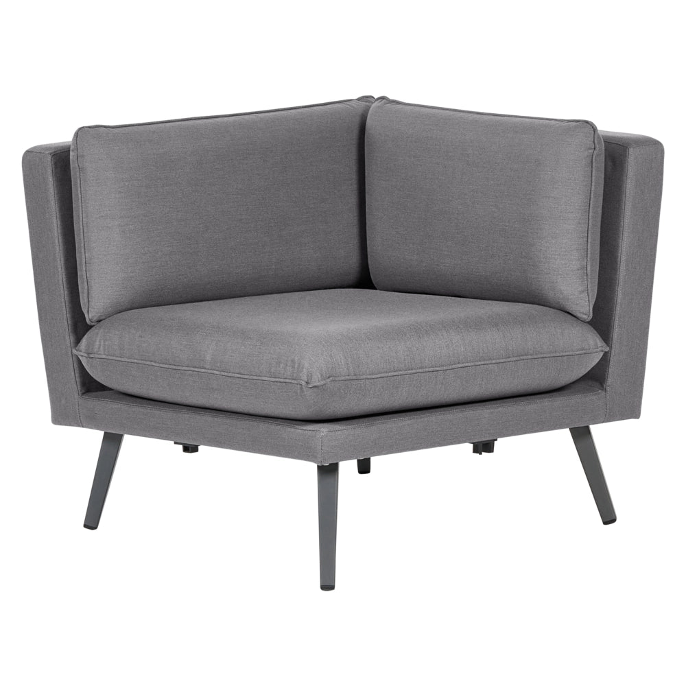 Divano angolare da esterno Grigio Poliestere Rivestito 5 Posti Divano da giardino Resistente all'acqua UV Design Moderno
