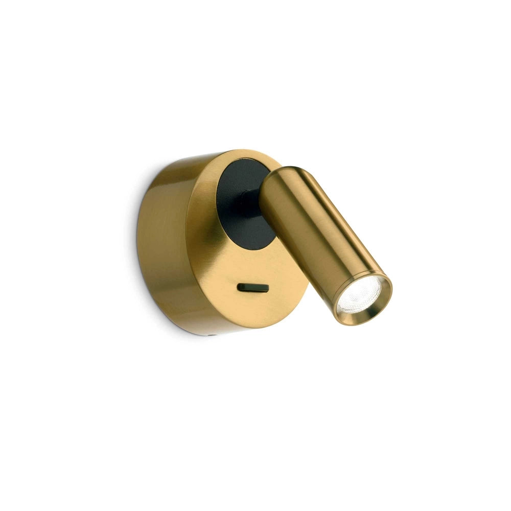 Applique Contemporanea Bean Round Metallo Ottone Led 3W 3000K Luce Calda