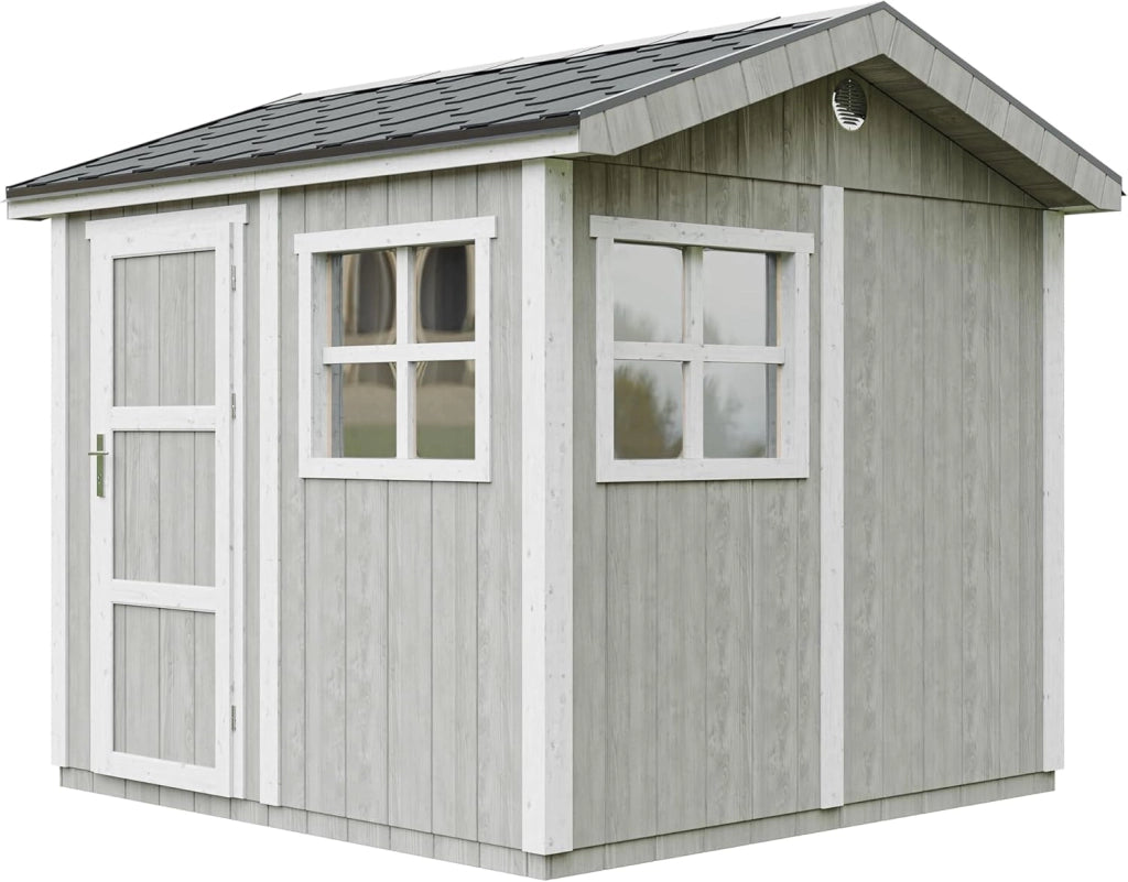 Casetta da giardino di qualit? premium 5,9 m² - H252x250x294 cm - Timbela M913-TUNDRA GREY