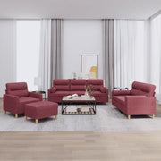 Set di Divani 4 pz con Cuscini Rosso Vino in Tessutocod mxl 107189