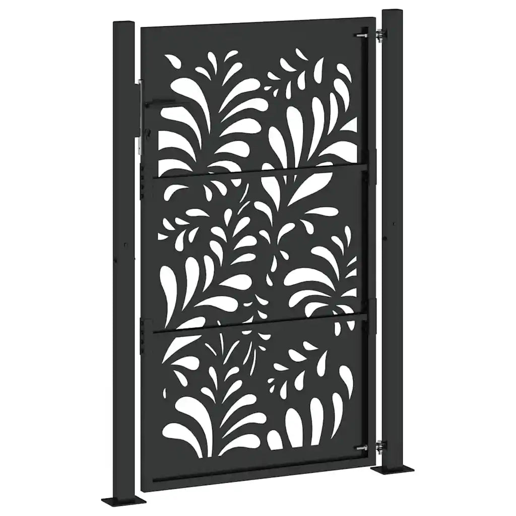 vidaXL Cancello Giardino Nero 105x155 cm in Acciaio Design Ondulato
