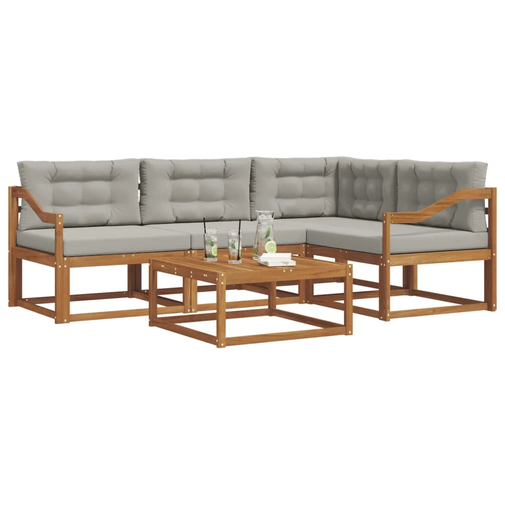 Set di divani da esterno 5 pcs Grigio Naturale e Chiaro 3367559
