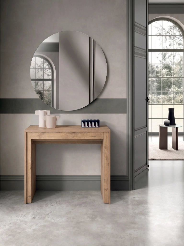 Consolle Allungabile Pinocchio in Melaminico Effetto Rovere Naturale, Estensibile fino a 297,5 cm - Stones