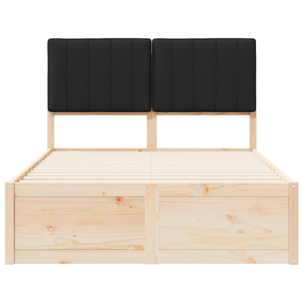 Letto con Testiera Rivestita-Struttura Letto con Testiera Nero 120 x 200 cm Pino massello 493357