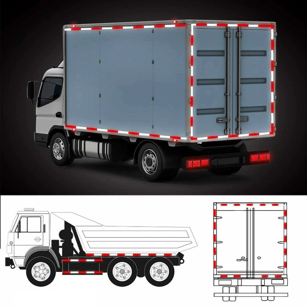 Trade Shop - 5 Metri Nastro Adesivo Catarifrangente Auto Camion Rosso Bianco Alta Visibilitá -