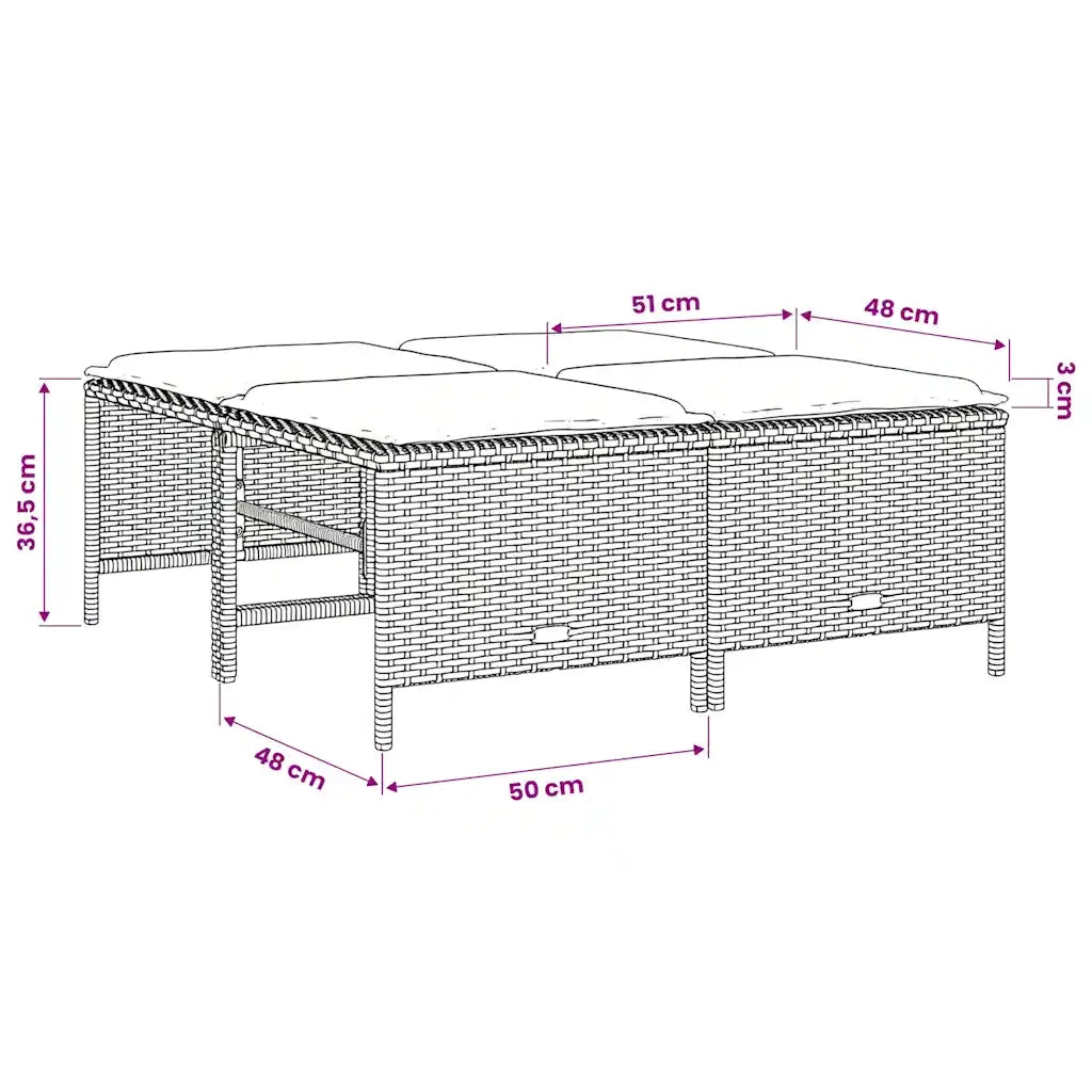 Sgabelli da Giardino con Cuscini 4 pz Grigio Chiaro Polyrattan CFW6144650
