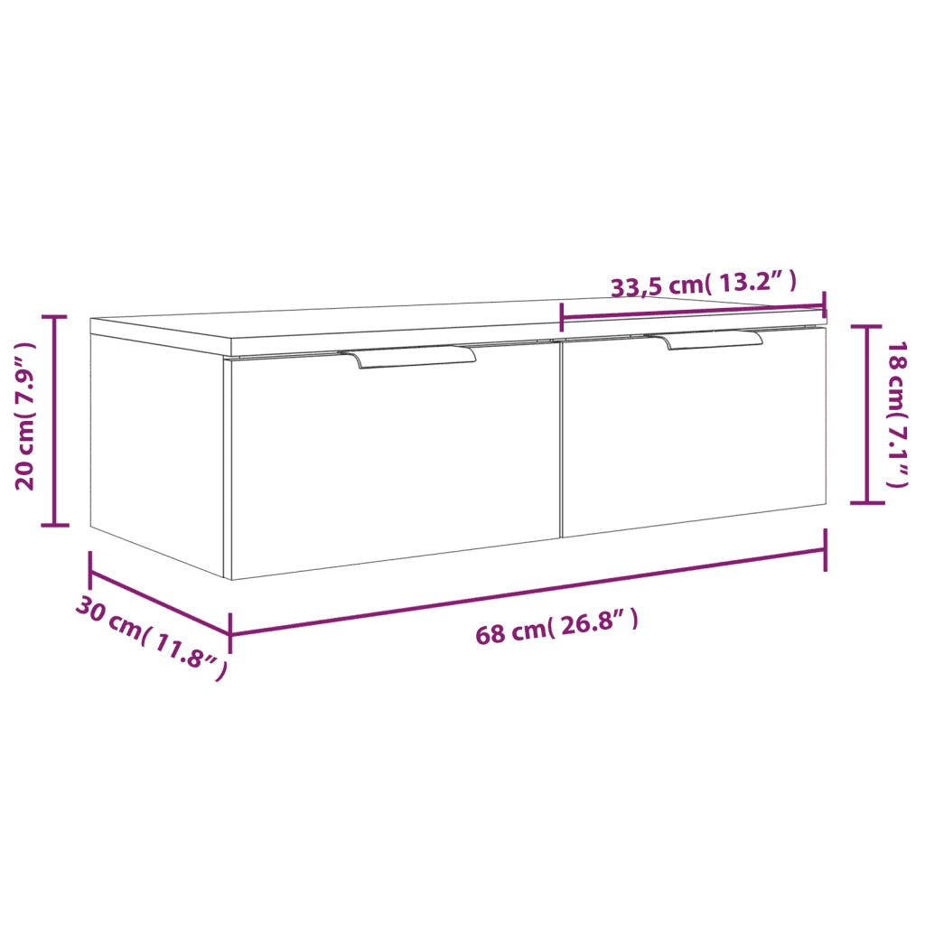 Armadietto a Muro Grigio Cemento 68x30x20 cm Legno Multistrato cod mxl 33240