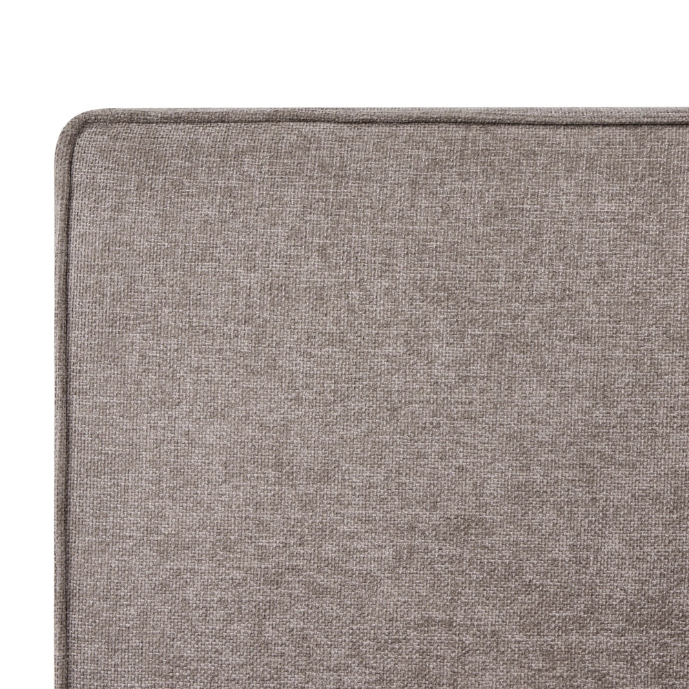 Letto contenitore rivestito in tessuto grigio marrone 180 x 200 cm testiera asimmetrica a gradini in stile scandinavo
