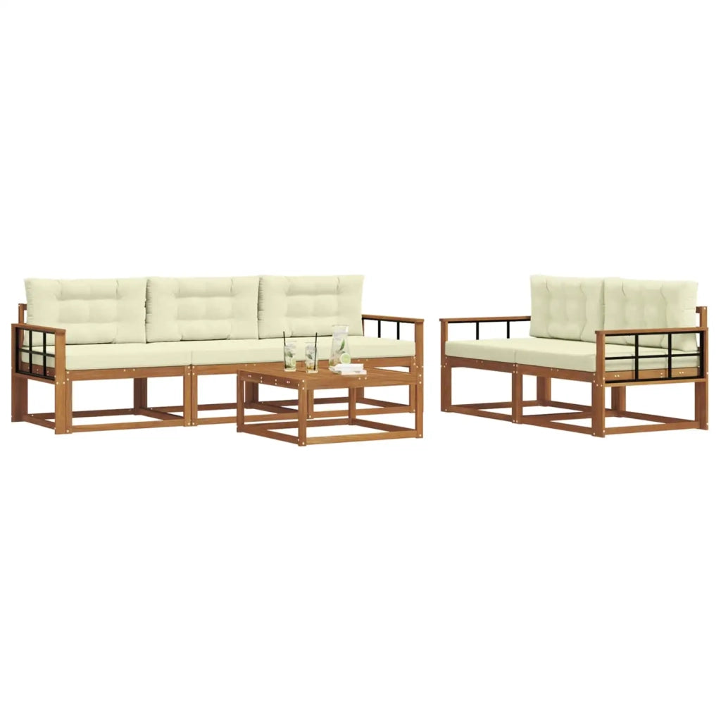 Set di divani da esterno con cuscino 6 pcs Naturale e Crema 3367203