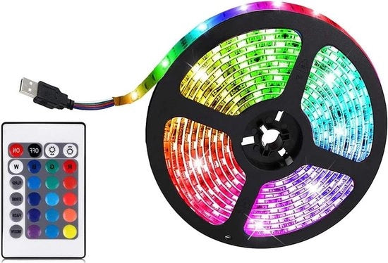 Striscia LED RGB con cambiamento di colore a distanza e 24 pulsanti - Illuminazione multicolore a distanza.