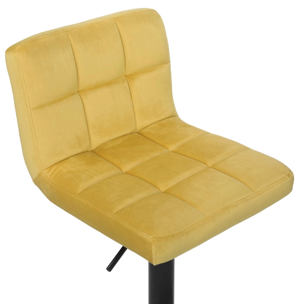 Sgabello imbottito bar Feni in velluto giallo