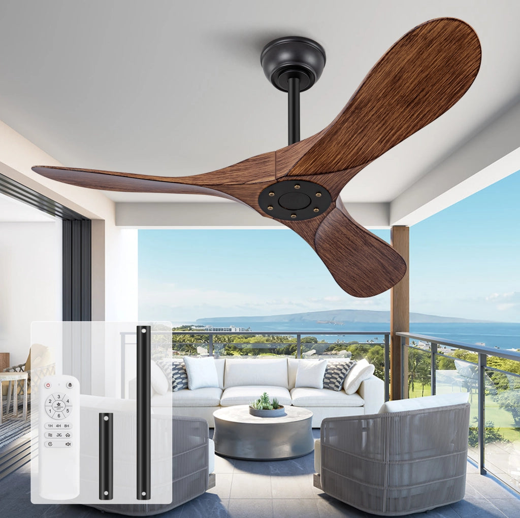 Ventilatore da soffitto 42" senza luce; 6 velocità; motore DC reversibile; noci scuro
