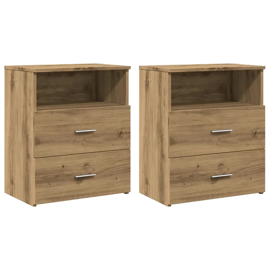 Comodini 2pz Rovere Artigianale 50x32x60cm in Legno Multistrato 856567