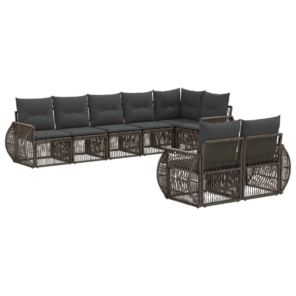 Set Divano da Giardino 8 pcs Grigio e Grigio Scuro polyrattan 3435479