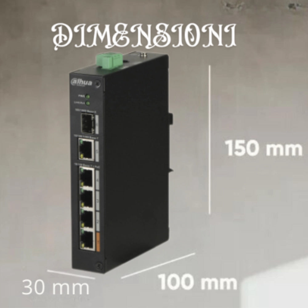 Dahua pfs3106-4et-60 switch poe 4 porte non gestito hi-poe 60w