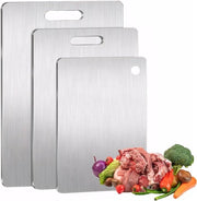 Set di taglieri in titanio da 3 pezzi per carne, pane, verdure e frutta - Acciaio inossidabile - Diverse dimensioni - Materiale duraturo - Accessorio da cucina con diverse applicazioni.