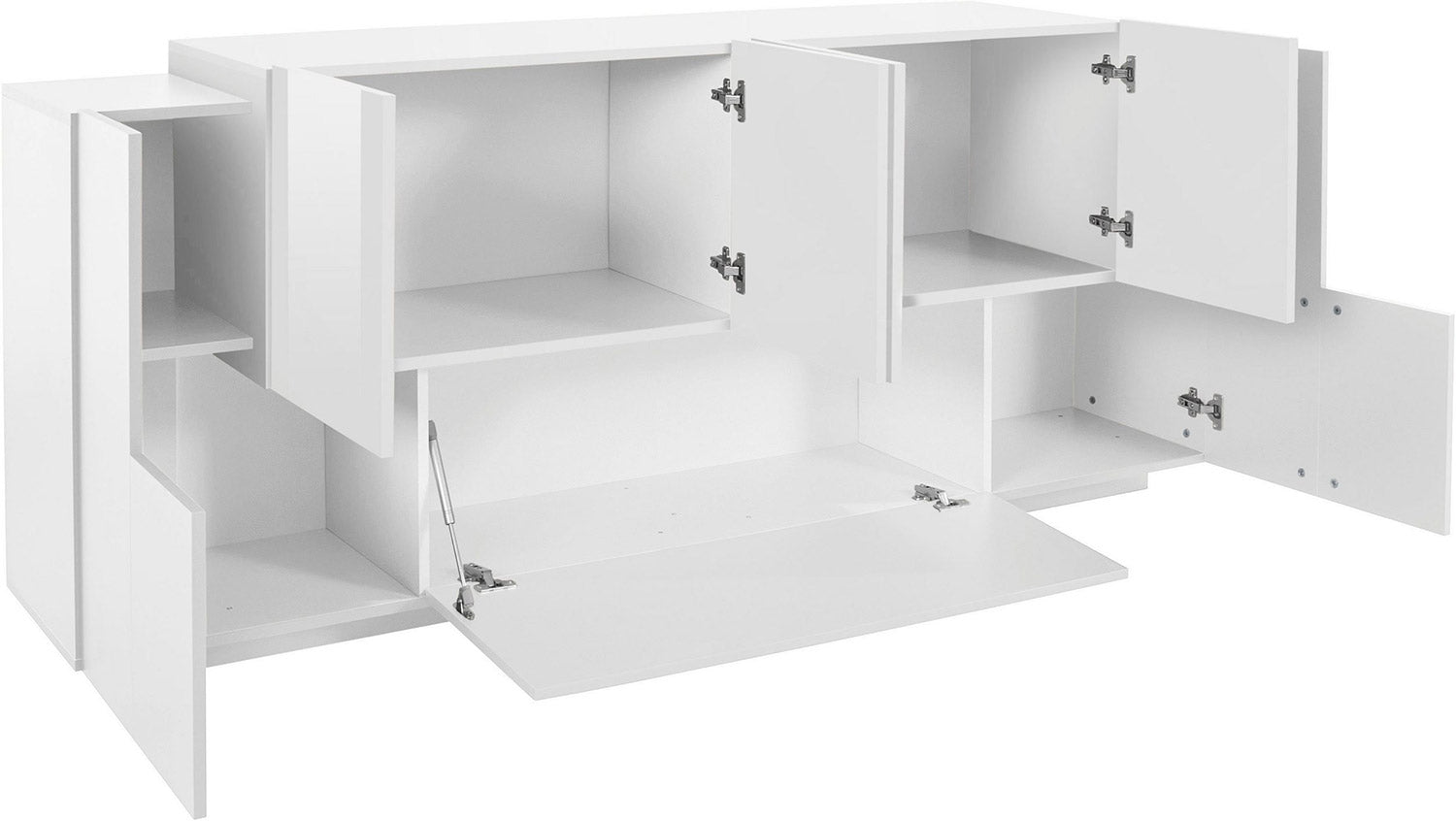 Credenza 7 Ante 200x45x86 cm New Coro Bianco opaco/Bianco Lucido