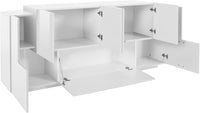 Credenza 7 Ante 200x45x86 cm New Coro Bianco opaco/Bianco Lucido