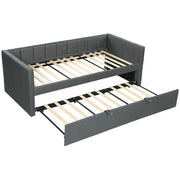 Letto Singolo con Letto Estraibile e Braccioli ¨C Minimal ¨C Tessuto Grigio Scuro 205x181x70 cm