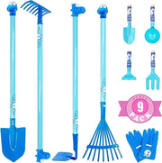 Set di Coltivazione per Bambini, Coltivazione per Bambini con Teste di Ferro Robuste, Regali per l'Orto per Bambini Comprensivo di Pala, Spada, Lancia e Pala, Forchetta, Cucchiaio, Manopole per l'Orto per Bambini