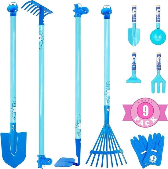 Set di Coltivazione per Bambini, Coltivazione per Bambini con Teste di Ferro Robuste, Regali per l'Orto per Bambini Comprensivo di Pala, Spada, Lancia e Pala, Forchetta, Cucchiaio, Manopole per l'Orto per Bambini