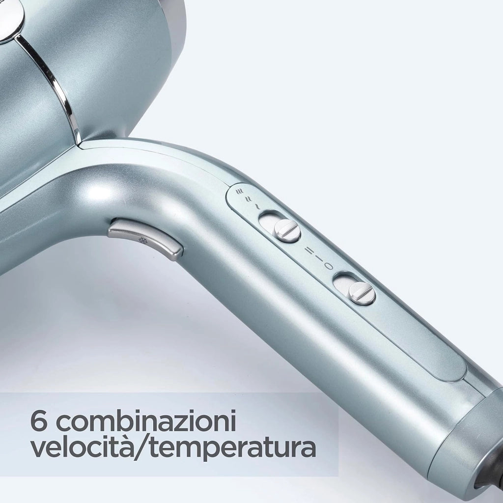 ‎D773DE Asciugacapelli Hydro Fusion 2100 W, Asciugatura Rapida, Tecnologia al Plasma, Doppio Sistema ionico, 3 Temperature e 2 Velocità + Tasto Aria Fredda, Concentratore e Diffusore