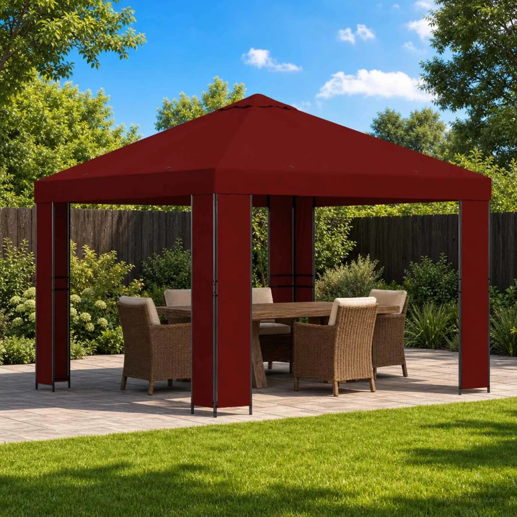 Gazebo | Pergolato 3 x 3 m Borgogna Poliestere e Acciaio 190 gsm
