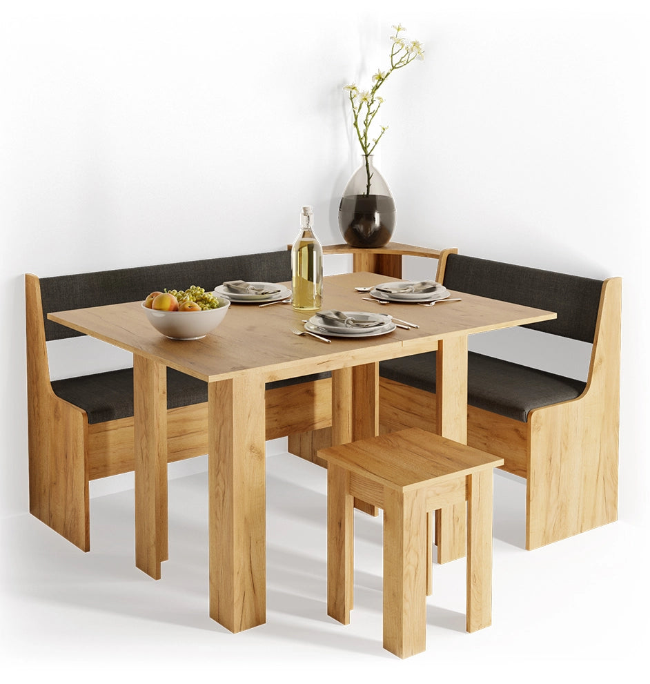 Vicco Gruppo panca ad angolo Quercia dorata 150 x 41.5 cm con tavolo