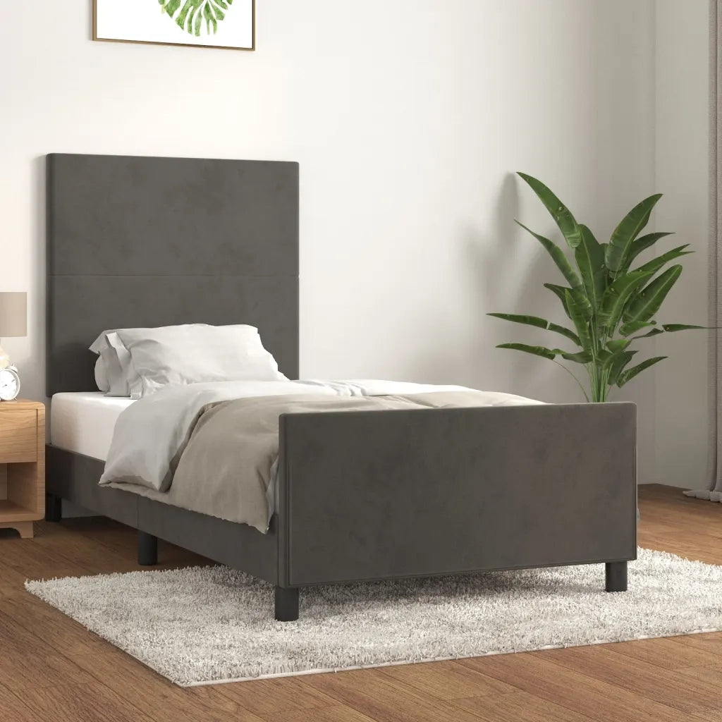 Giroletto senza Materasso-Struttura Letto Grigio Scuro 90x200 cm Velluto 422744