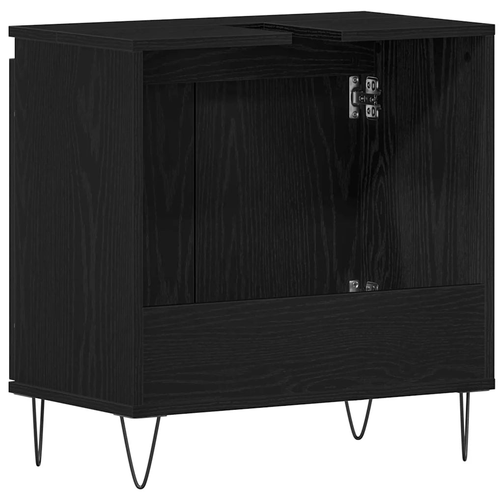 Armadio per Lavabo da Bagno Rovere Nero 58 x 33 x 60 cm 862888