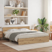 Rete Letto con Testata in Rovere Artigianale 180x200 cm Legno Ingegnerizzato