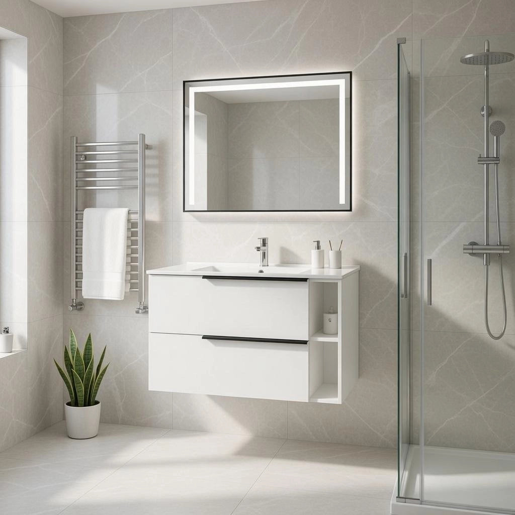 Base sospesa con cassetti cm 100 mod. LOFT - Bianco Lucido