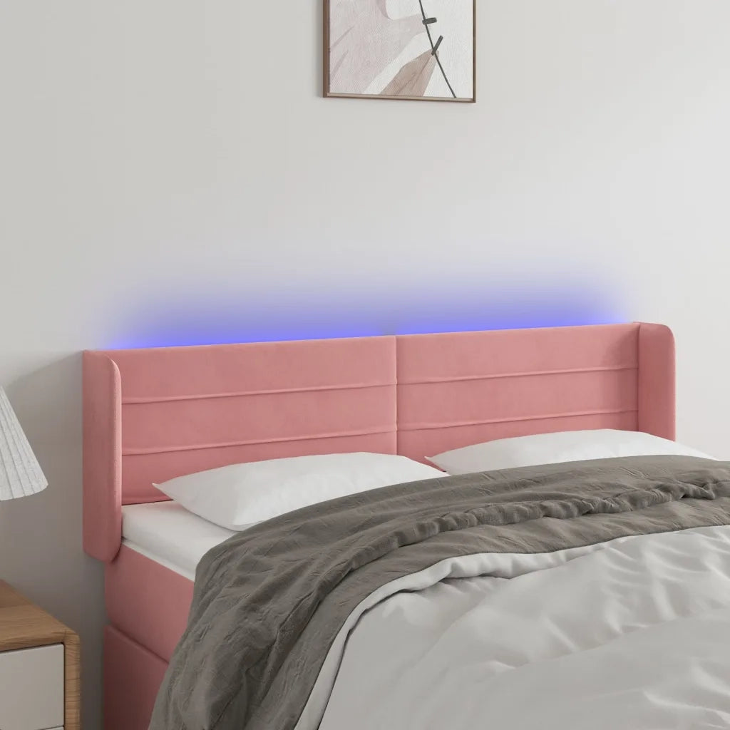 Testiera a LED-Testata con LED Rosa 147x16x78/88 cm in Velluto 572310