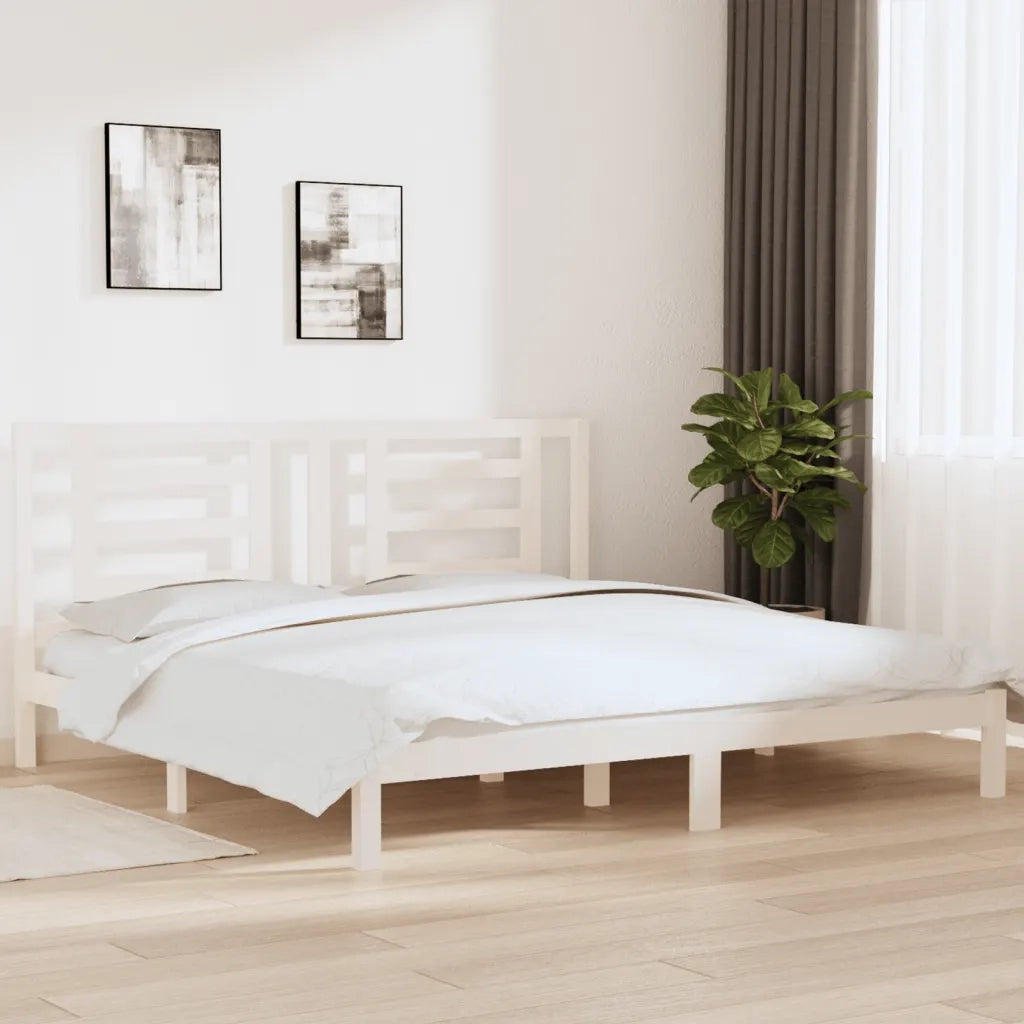 Giroletto senza Materasso Bianco 200x200 cm Legno Massello Pino 3104369
