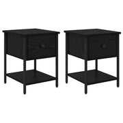 Set di 2 Comodini | Armadio da Notte | Mobiletto da notte Rovere Nero 34 x 35,5 x 45 cm Legno multistrato