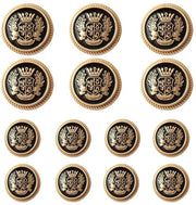 Confezione da 14 pezzi di bottoni in plastica dorati, 15 mm e 20 mm, bottoni metallici per sacchi, giacche, cappotti, giacche e uniformi (MBM22)