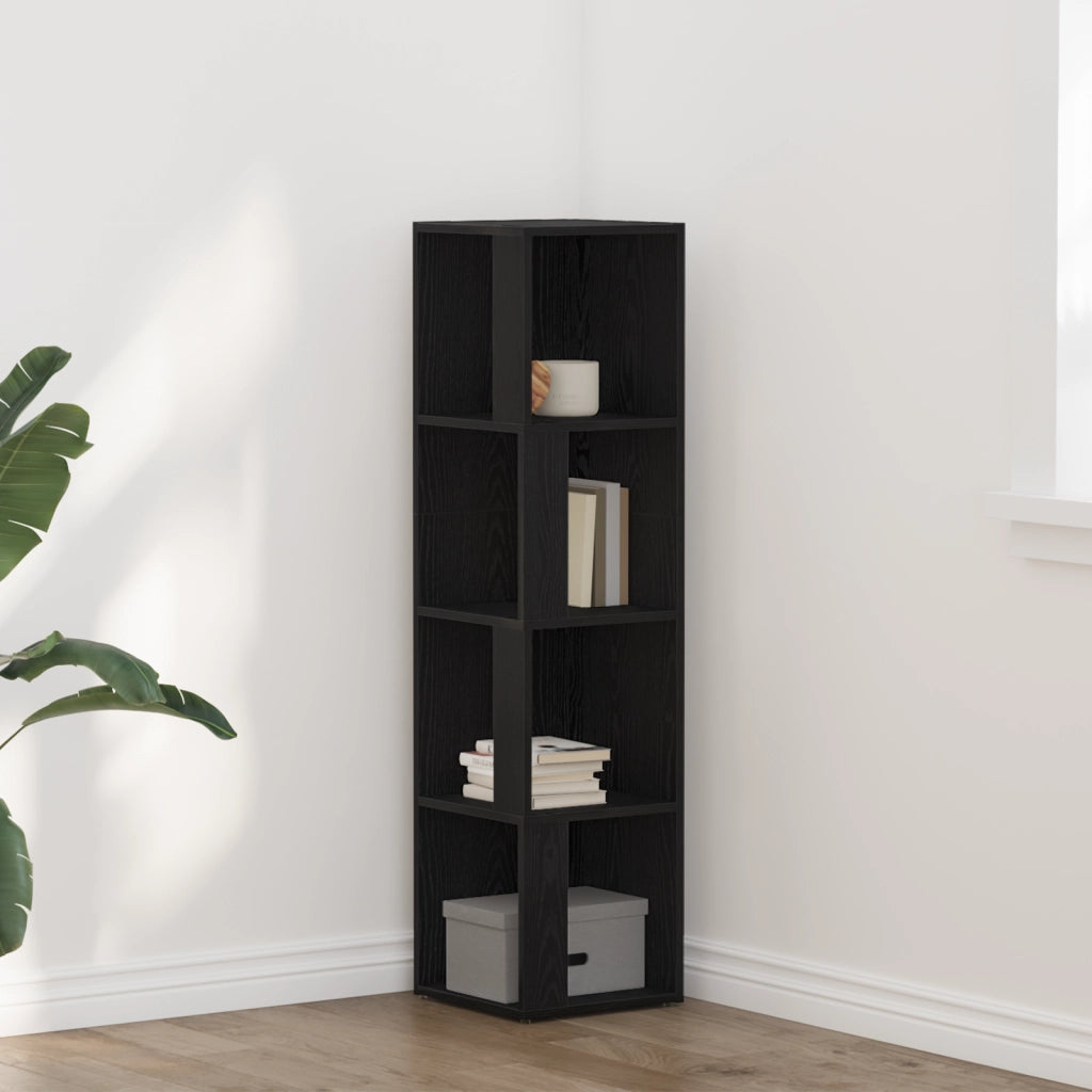 Libreria Nera in Rovere 33x33x132 cm in Legno Ingegnerizzato