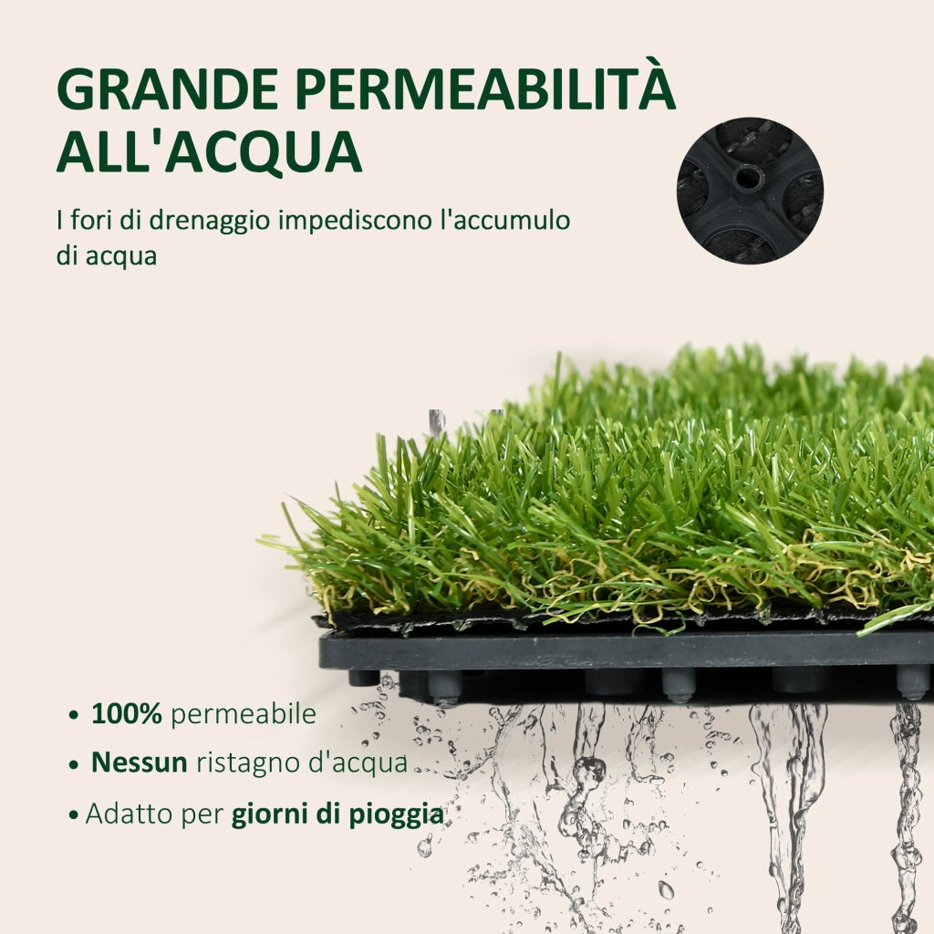 Piastrelle Erba Sintetica per Giardino ¨C Minimal ¨C Verde 30x30cm 10 Pezzi