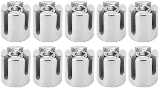 Klem per Kabel con Forma a Croce in Acciaio Inossidabile 316 - 10 Pezzi - Alta Resistenza - Facile da Installare - Fermo Cavo per Ringhiera - Formato Compattibile - Klem per Cavo su Rail