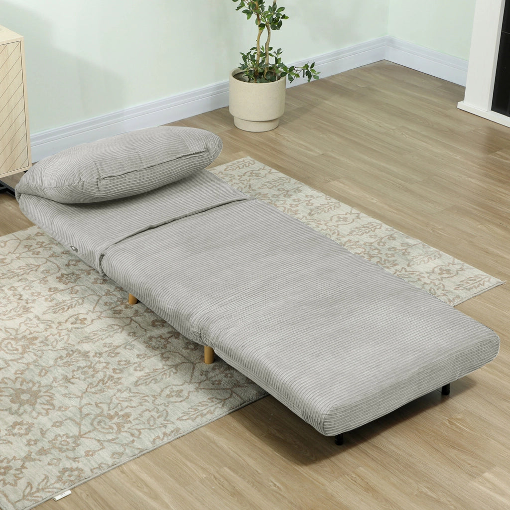 Letto imbottito singolo con testiera regolabile ¨C Zephmum ¨C Grigio 82x87x89 cm