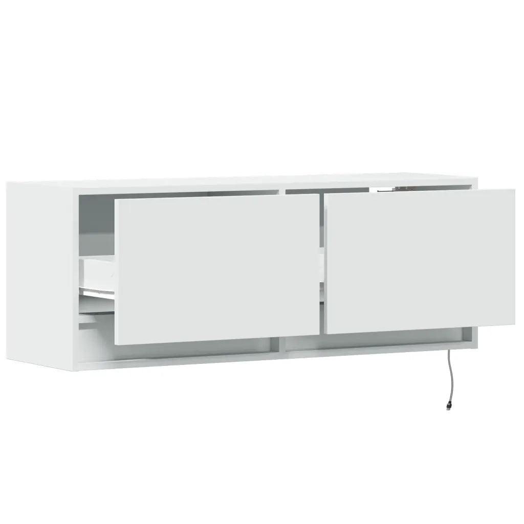 vidaXL Mobile TV a Parete con Luci LED Bianco 100x31x35 cm