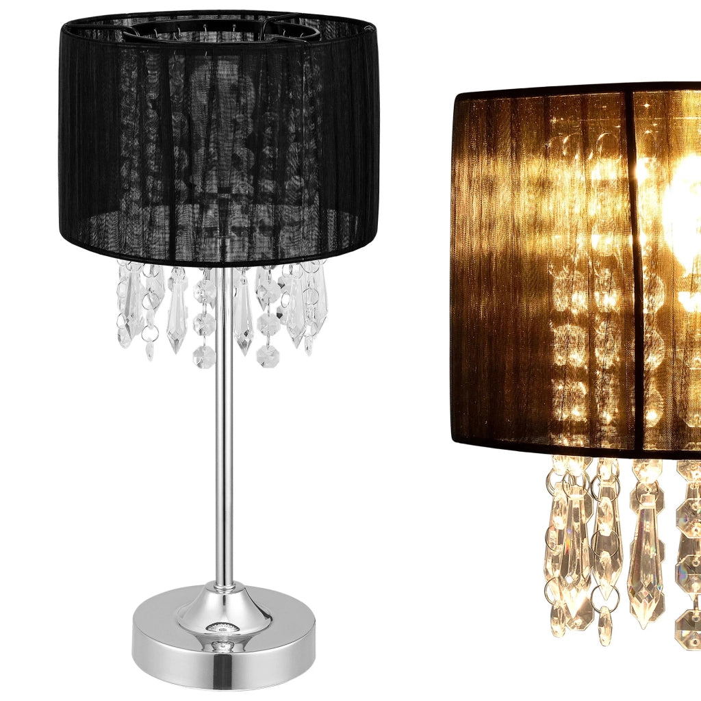 Elegante lampada da scrivania lampada da tavolo alla moda lampada da lettura con cristalli sintetici attacco in metallo E14 altezza 40 cm nero 03_0005271