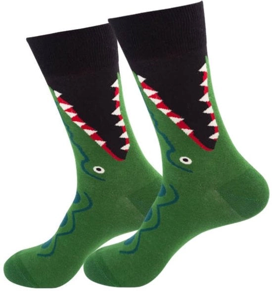 Calze con disegno coccodrillo - Modello con coccodrillo divertente - Calze uomo/donna - Taglia 38-44 EU - Comodi e duraturi