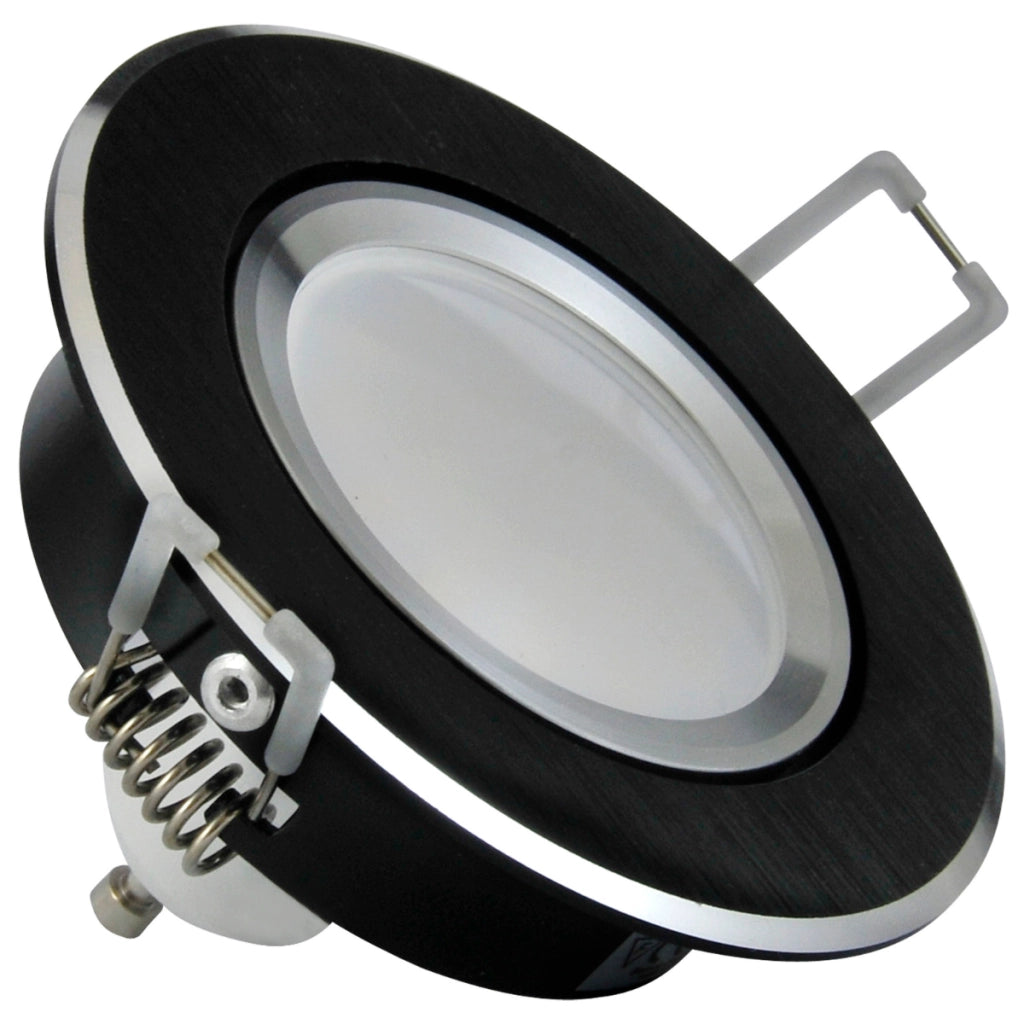 Faretto incasso LED tondo nero spazzolato GU10 Polux
