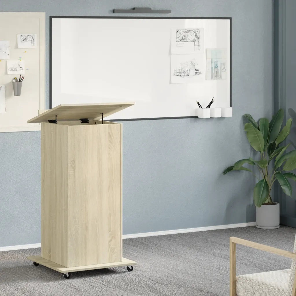 vidaXL Leggio con Ruote e Cassetto Sonoma 55x55x107 cm in Multistrato