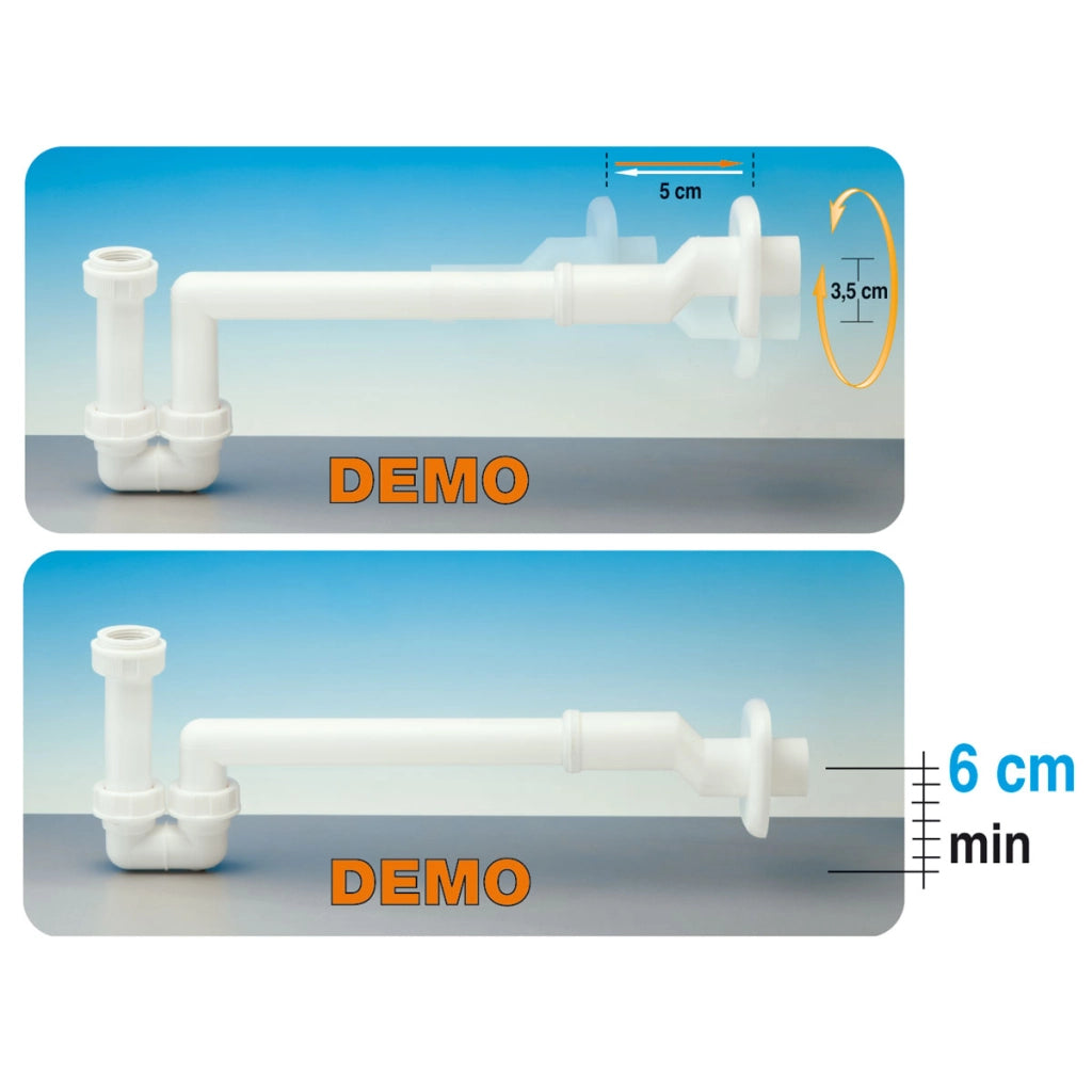SIFONE eccentrico per lavabo e bidet sospeso  11/4 x Ø 32  40 LIRA