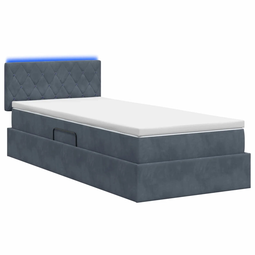 Letto con contenitore LED e materasso Grigio Scuro 100 x 200 cm 3459169