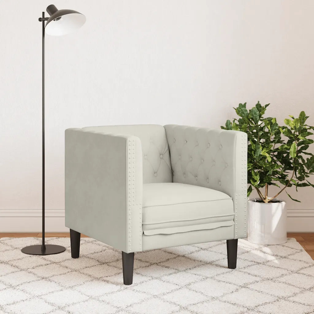 Divano Sedia-Poltrona Chesterfield Crema in Velluto