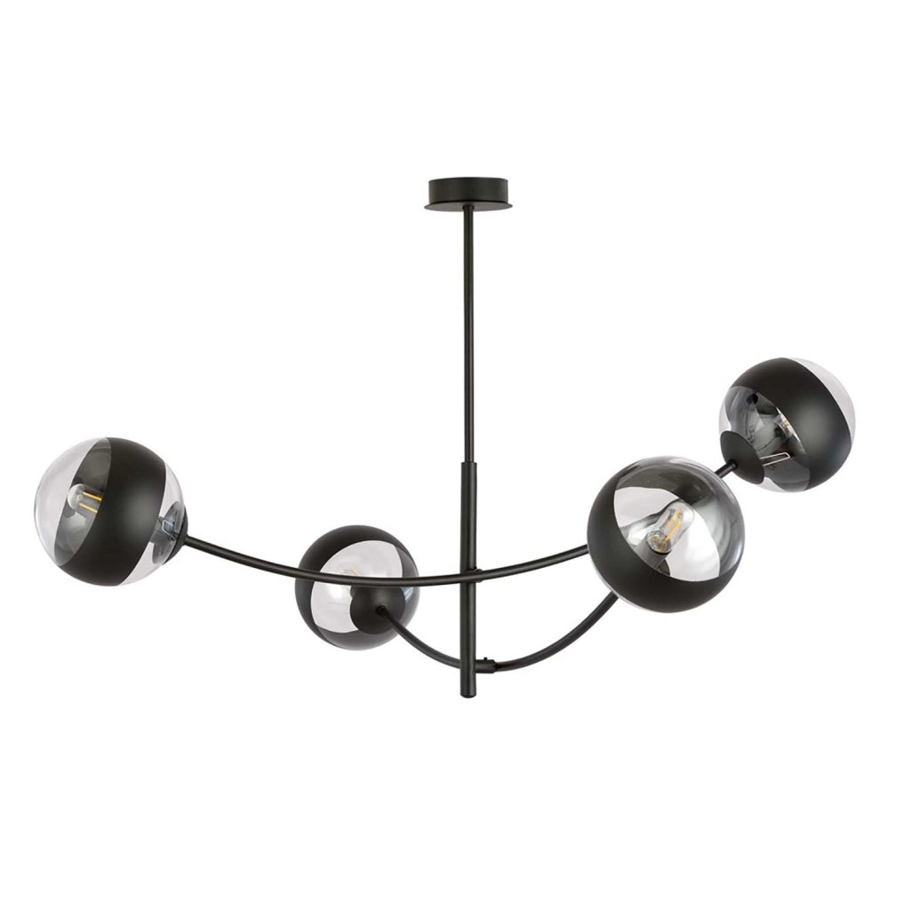 Plafoniera Contemporaneo Loptr Acciaio Nero 4 Luci E14