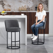 Sgabelli da Bar Set 2 Pezzi ¨C MINIMAL ¨C Seduta Imbottita in Tessuto, Gambe in Metallo Nero